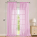 OWENIE Pink Sheer Curtains 120 Inches Long 2 Panels Set, Airy Lightweight Sheer - Image 2