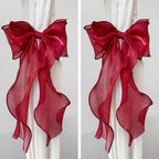 2 Pack French Silky Bow Curtain Tiebacks, Elegant Lace Ribbon - Image 5