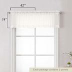 Ivory Valances for Windows, Ivory Sheer Curtains 14 Inch Length 2 Pack Kitchen - Image 2