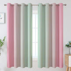 Estelar Textiler Ombre Sage Green and Pink Blackout Curtains 63 Inch Length 2 - Image 2