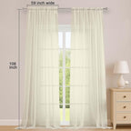 OWENIE Sheer Cream Curtains 108 Inches Long - Image 2