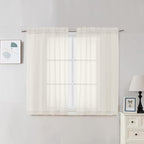 OVZME 2 Panels Cream Sheer Curtains 54 Inches Length Window Treatment by OVZME