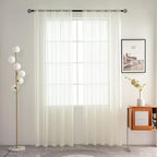 SpaceDresser Basic Rod Pocket Sheer Voile Window Curtain Panels White 1 Pair 2 by SpaceDresser