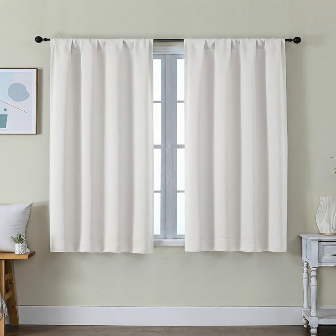 Simplebrand Ava Light Beige Short Light Filtering Curtains by Simplebrand