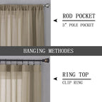 Tollpiz Short Sheer Tier Curtains Linen Textured Half Kitchen Curtain Sheers - Image 5