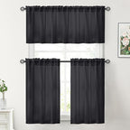 HOMEIDEAS Halloween Non-See-Through Black Privacy Sheer Kitchen Curtains - Image 2