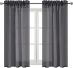DWCN Dark Grey Sheer Curtains Semi Transparent Voile Rod Pocket Curtains - Image 9