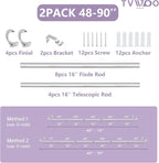 TVWOO Silver Wrap Around Curtain Rods 2Pack:Small Blackout Adjustable Window - Image 8