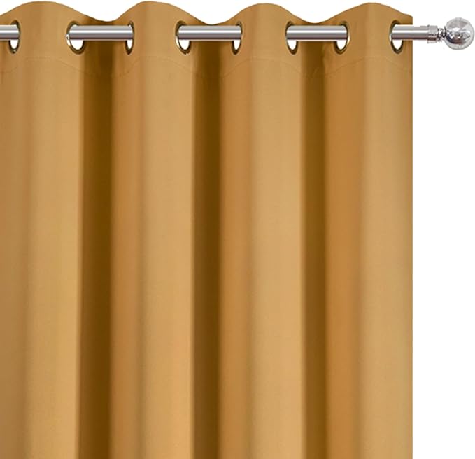 LEMOMO Blackout Curtains 52 x 108 inch/Mustard Yellow Curtains Set of 2 - Image 6
