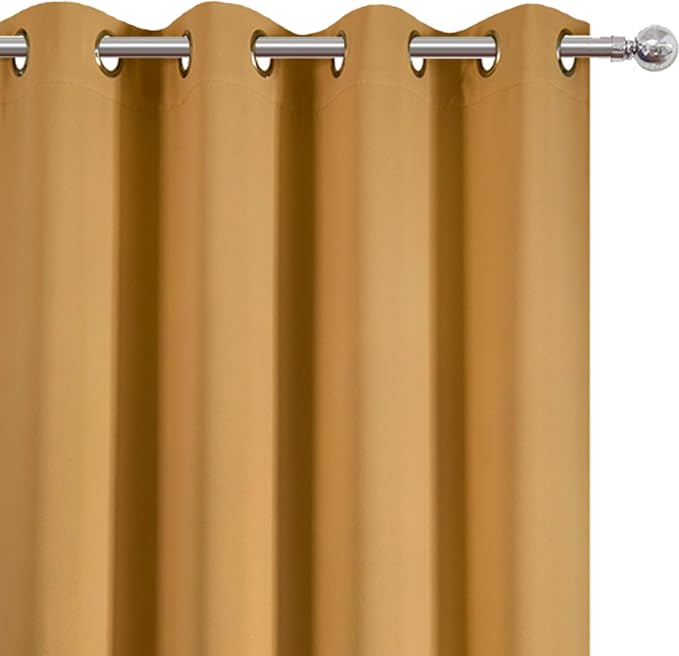 LEMOMO Mustard Yellow Thermal Blackout Curtains/52 x 54 Inch/Set of 2 Panels - Image 6