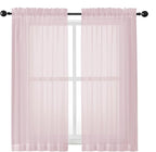 OWENIE Sheer Curtains 54 Inch Length 2 Panels Set, Blush Sheer Curtain by OWENIE