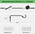 Curtain Rods for Windows 66 to 120 inch, 2 Pack Black Long Curtain Rod - Image 3