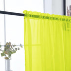 SpaceDresser Basic Rod Pocket Sheer Voile Window Curtain Panels Chartreuse 1 - Image 5