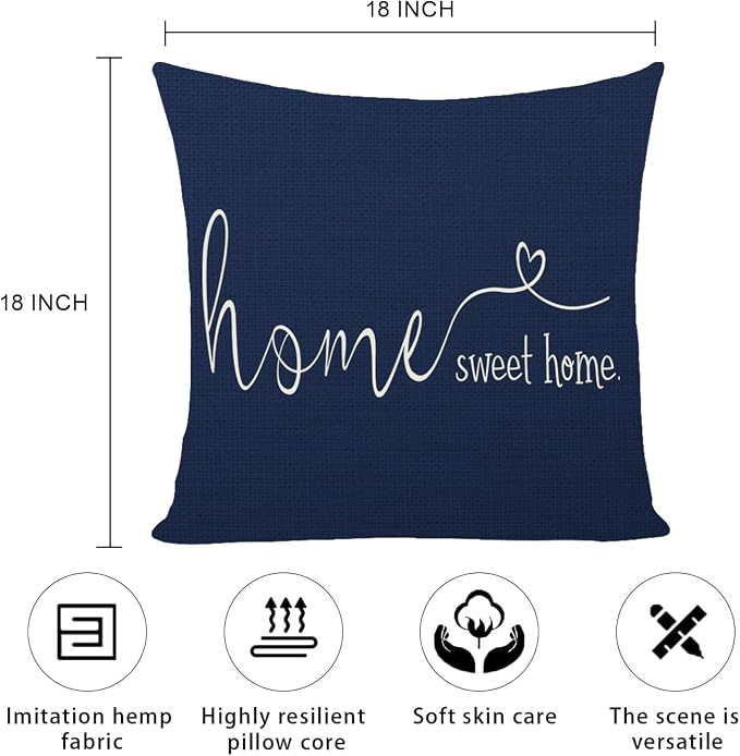 MFGNEH Home Sweet Home Quotes Farmhouse Pillow Covers 18x18 Inch, Farmhouse - Image 6