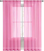SpaceDresser Basic Rod Pocket Sheer Voile Window Curtain Panels Pink 1 Pair 2 - Image 2