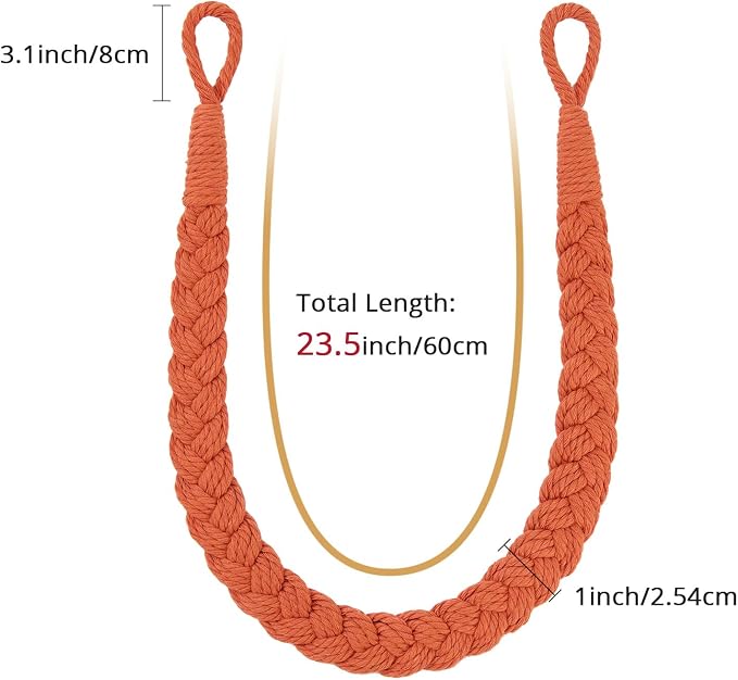 NICEEC 4 Pack Natural Cotton Rope Curtain Tiebacks Elegant Boho Style - Image 3