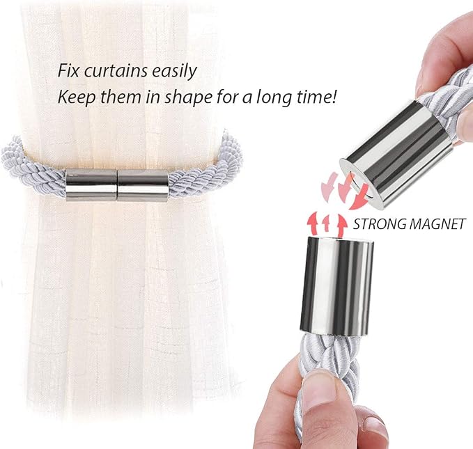NICEEC 6 Pack Strong Magnetic Curtain Tiebacks Modern Simple Style Drape Tie - Image 3
