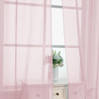 OVZME Blush Pink Sheer Curtains 63 Inches Long 2 Panels - Image 5
