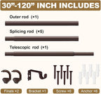 GXOACKJ Brown Curtain Rods for Windows 66 to 120 inch, 5/8 inch Adjustable Wrap - Image 5
