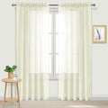 DWCN Ivory Sheer Curtains Semi Transparent Voile Rod Pocket Curtains by DWCN