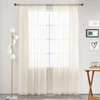 SpaceDresser Basic Rod Pocket Sheer Voile Window Curtain Tiers Ivory 2 Panels by SpaceDresser