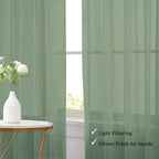Chyhomenyc Sage Green Sheer Curtains 72 Inch Length 2 Panels, Light Filtering - Image 8