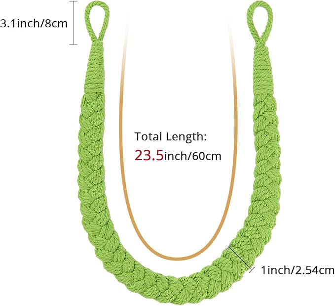 NICEEC 2 Pack Natural Cotton Rope Curtain Tiebacks Elegant Boho Style - Image 3