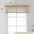 Taupe Valances for Windows, Taupe Sheer Curtains 14 Inch Length 2 Pack Kitchen - Image 2
