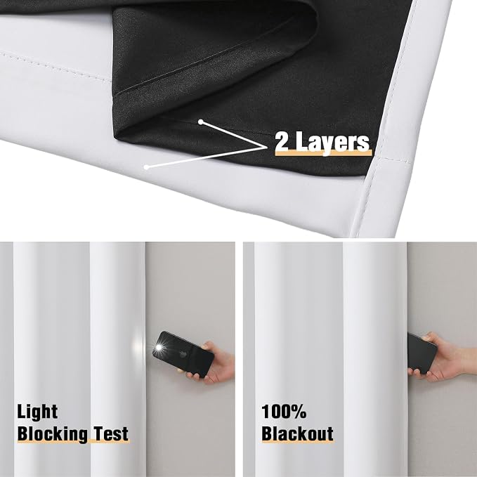ChrisDowa White 100% Blackout Curtains 102 inch Long - Image 4