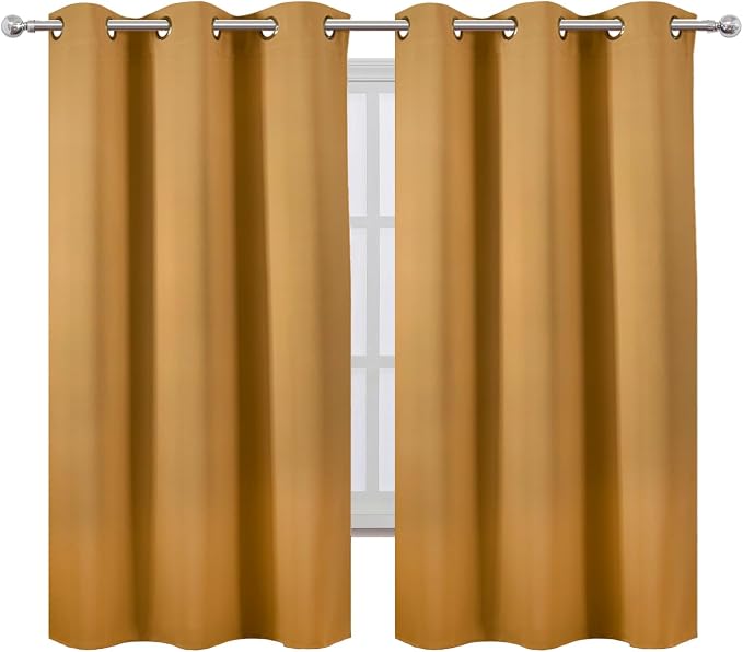 LEMOMO Mustard Yellow Thermal Blackout Curtains/38 x 63 Inch/Set of 2 Panels - Image 2