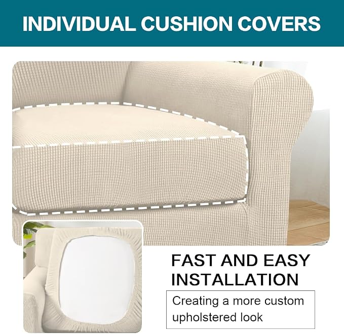 Turquoize 2 Piece Chair Covers for Living Room Armchair Couch Cover - Image 5