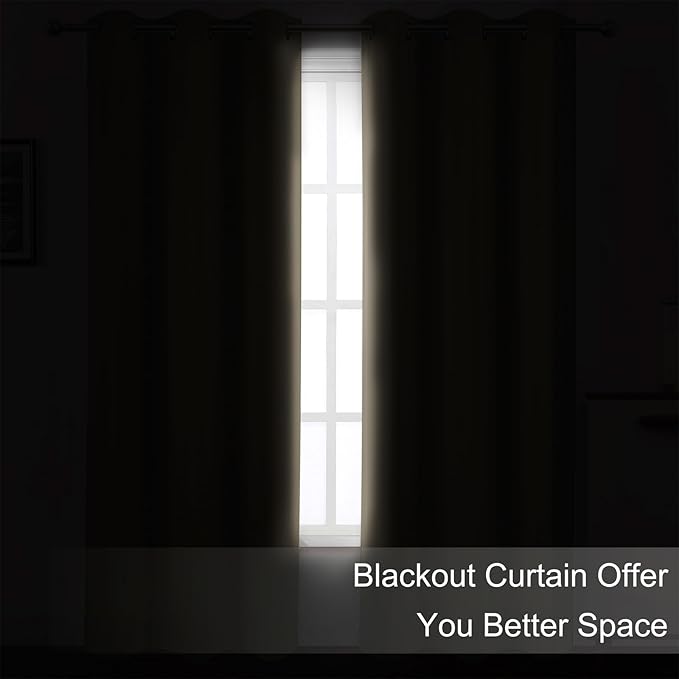 LEMOMO Khaki Thermal Blackout Curtains/42 x 95 Inch/Set of 2 Panels Room - Image 3