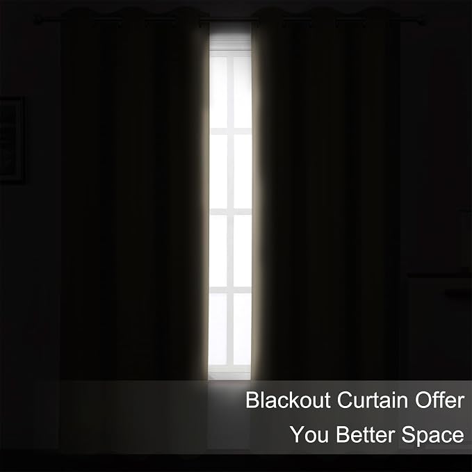 LEMOMO Khaki Blackout Curtains 52 x 63 Inch Length/Set of 2 Curtain - Image 3