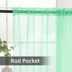 youleyar Solid Sheer Rod Pocket Curtain Voile Draperies 2 Panels White Beige - Image 3