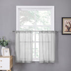 Tollpiz Short Sheer Tier Curtains Linen Textured Half Kitchen Curtain Sheers by Tollpiz