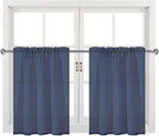 DWCN Navy Blue Sheer Curtains for Kitchen Windows - Image 9