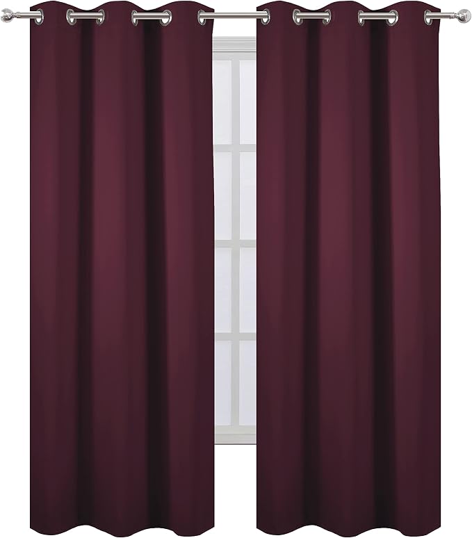 LEMOMO Burgundy Red Thermal Blackout Curtains/42 x 84 Inch/Set of 2 Panels Room - Image 2