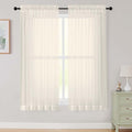Cream Sheer Curtains 63 Inch Length 2 Panels Set by WelvetBLK