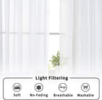 Aiyufeng 2 Piece White Sheer Curtains 63 Inch Length, Light Filtering Kitchen - Image 6