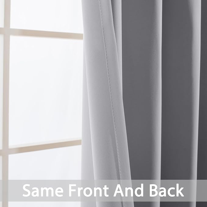 Yakamok Wide Thermal Blackout Patio Door Curtain Panel, Light Grey Grommet - Image 4