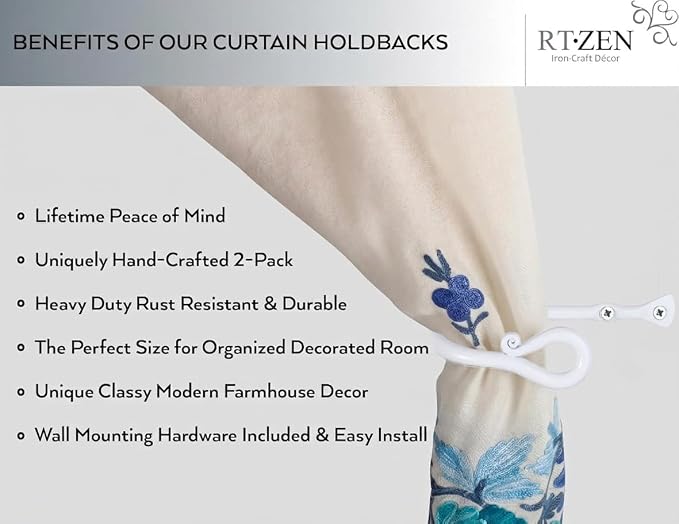 RTZEN Decorative Metal Curtain Tiebacks - Image 2