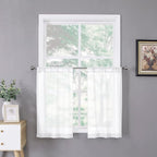 Tollpiz Sheer Tier Curtains Kitchen Linen Textured Half Curtain Sheers Light by Tollpiz