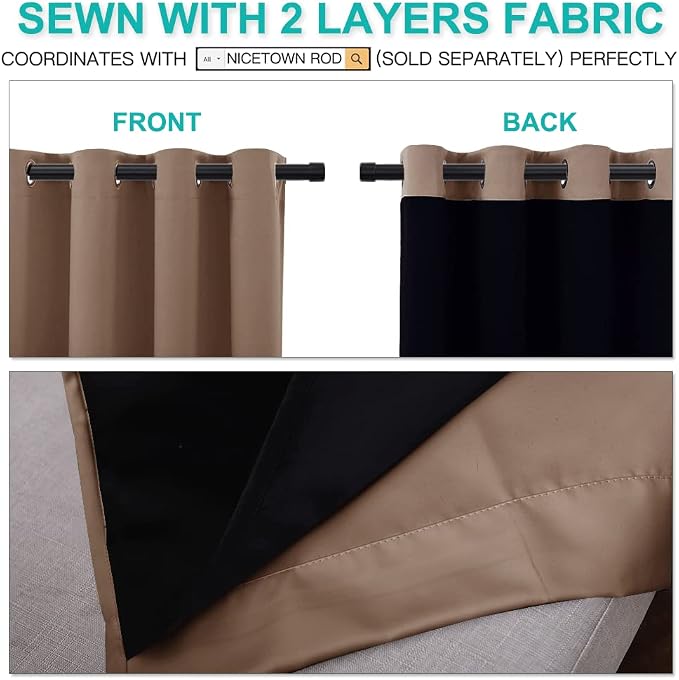 NICETOWN Warm Curtains for Winter, 100% Blackout Curtains Thermal, Noise - Image 5