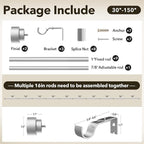IFELS Heavy Duty Curtain Rods for Windows 72 to 144 Inch, 1 Inch Silver Window - Image 7