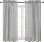 DWCN Grey Sheer Curtains Semi Transparent Voile Rod Pocket Curtains - Image 9