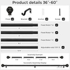 Black Curtain Rod, Heavy Duty 1 Inch Decorative Curtain Rods - Image 5