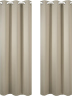 LEMOMO Beige Blackout Curtains 34 x 84 Inch Length/Set of 2 Curtain - Image 2