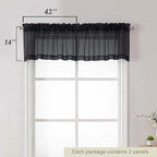 Black Valances for Windows, Modern Solid Mini Small Window Curtains for Cafe - Image 2