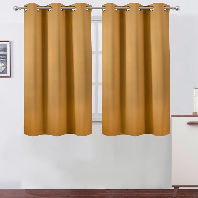 LEMOMO Mustard Yellow Blackout Curtains/38 x 54 Inch/Set of Two Panels Grommet by Lemomo