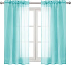 DWCN Aqua Sheer Curtains Semi Transparent Voile Rod Pocket Curtains by DWCN